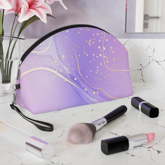Makeup Bag, curve-top bag, cosmetic bag, toiletry bag, purple, with zipper,