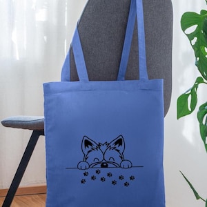 Cotton bag / eco-fabric bag for shopping, jute bag, dog, 9 colors, perfect as a gift, cute dog