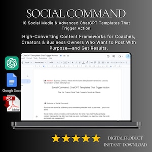 10 ChatGPT Templates for Social Media | AI Content Planner System | Digital Marketing Tools for Coaches, Creators & Biz Owners