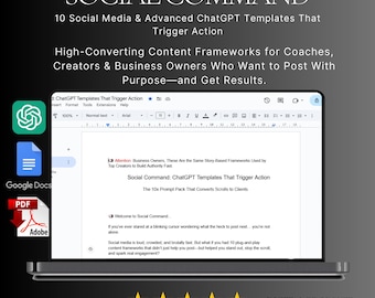 10 ChatGPT-sjablonen voor sociale media | AI-contentplannersysteem | Digitale marketingtools voor coaches, makers en bedrijfseigenaren