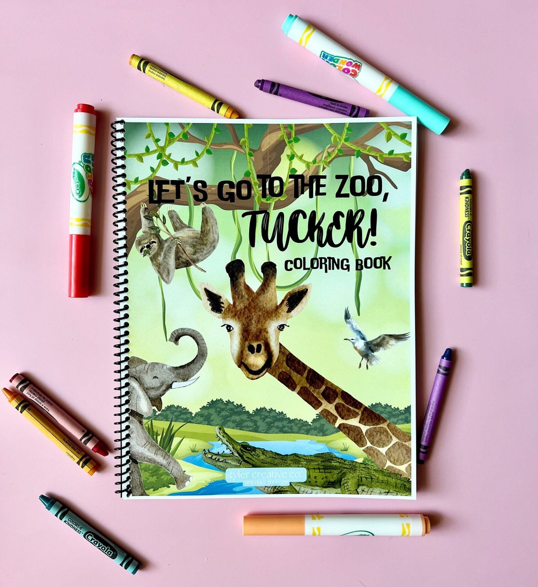 Personalized Zoo Animal Themed Coloring Book Custom Kids Activity Book