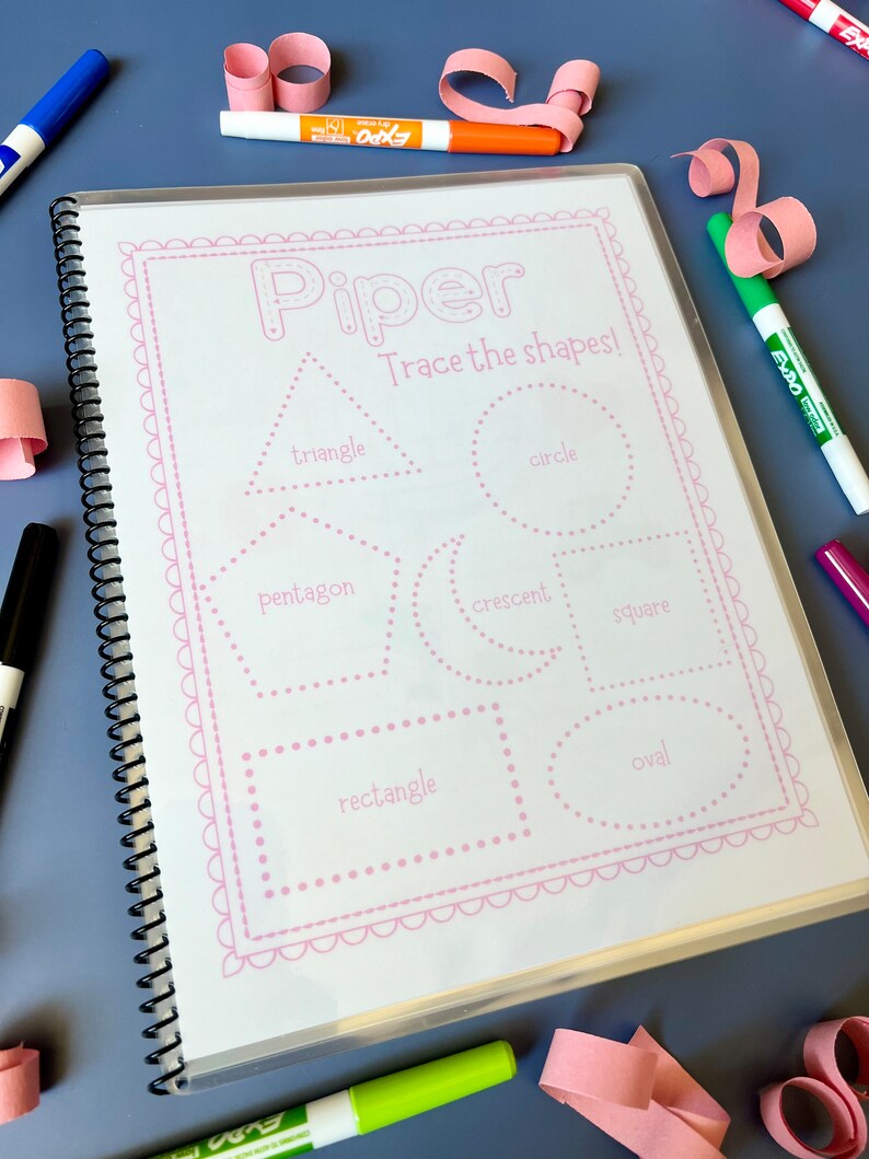Custom Dry Erase Kids Activity Book Personalized Tracing Book Preschool