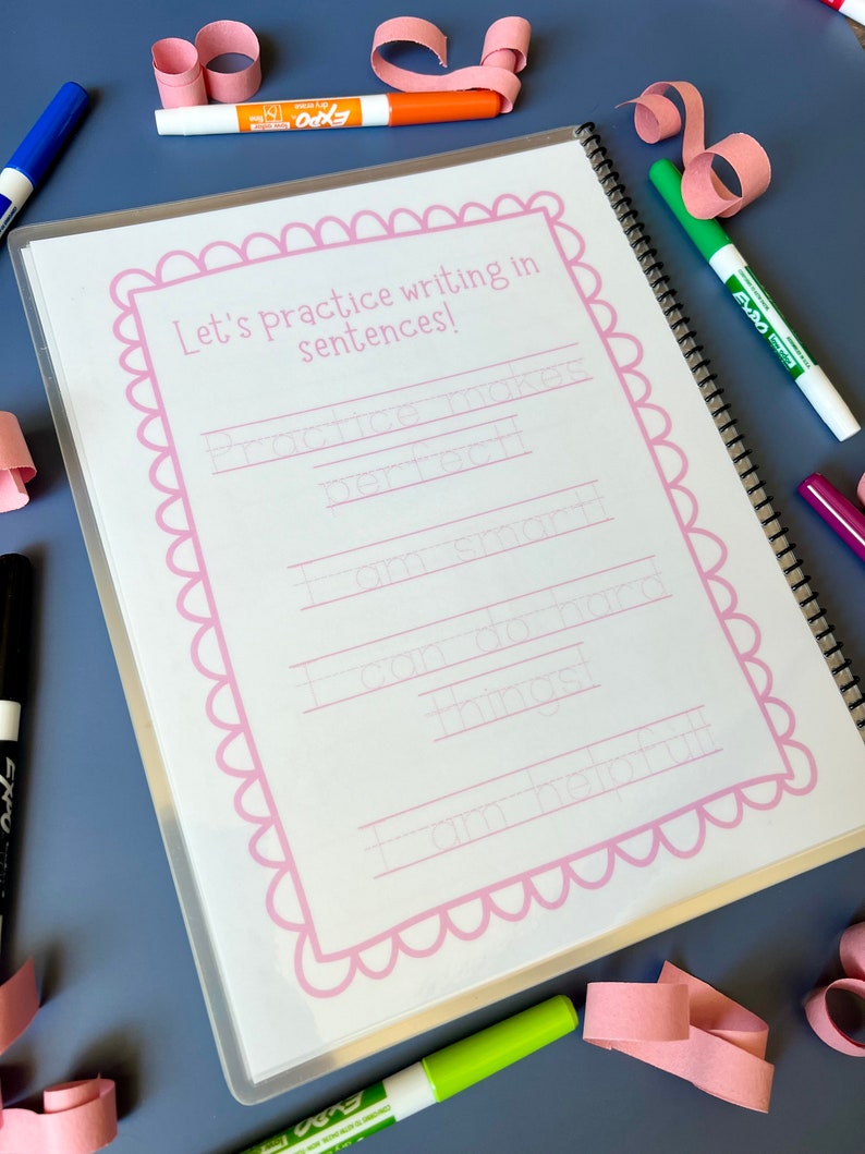 Custom Dry Erase Kids Activity Book Personalized Tracing Book Preschool