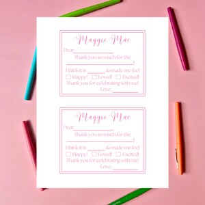 Kids Personalized Thank You Card Fill in the Blank Thank You Printable ...