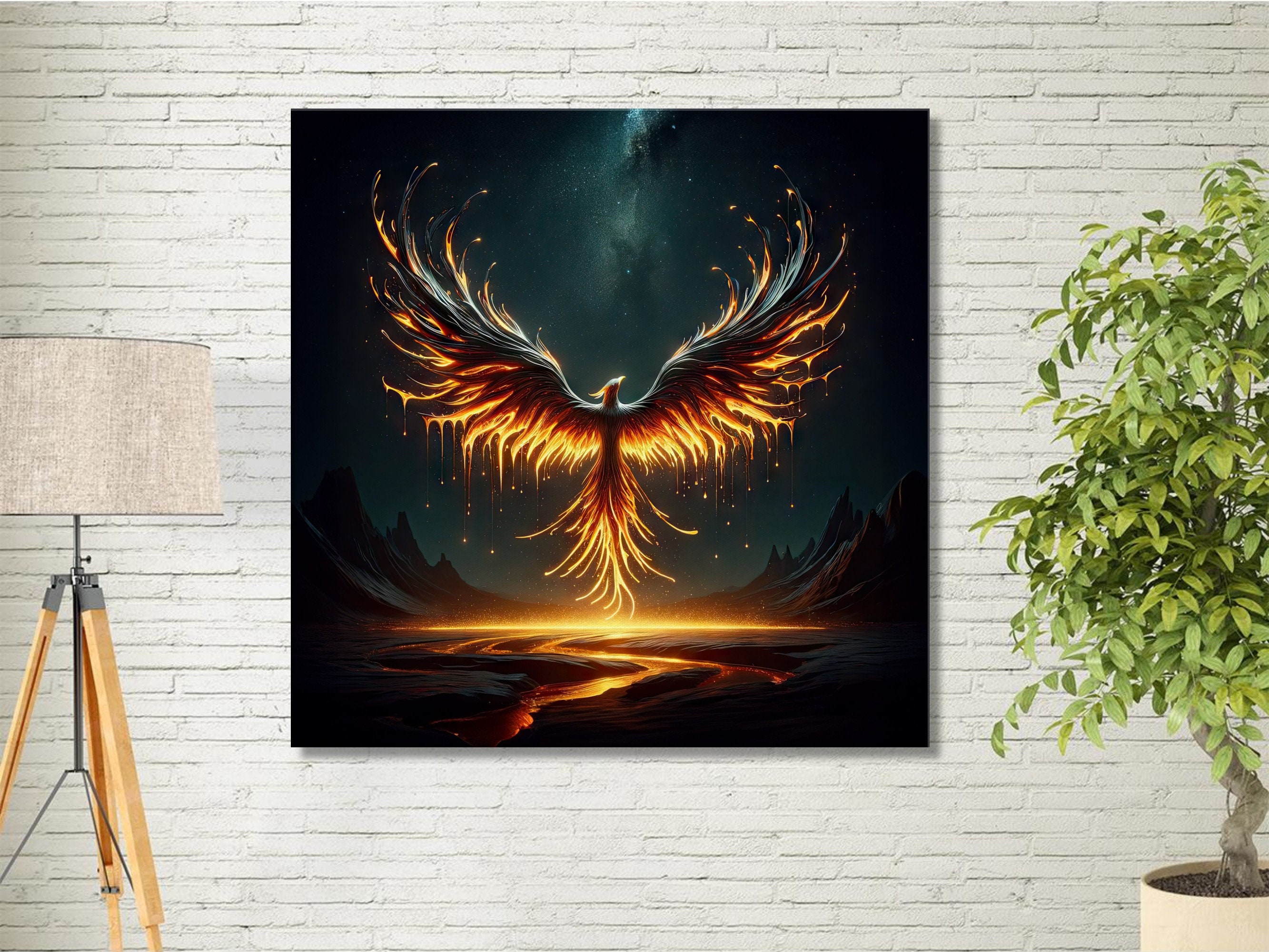 ※写真追加※PHOENIXWAN CANVAS Print | Phoenix Bird Being Reborn Out of a River of Molten