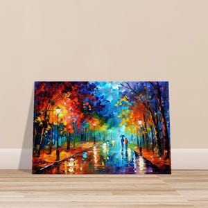 Vibrant Stroll Through Autumn Rain Wall Art | Canvas, Aluminum, Acrylic Print