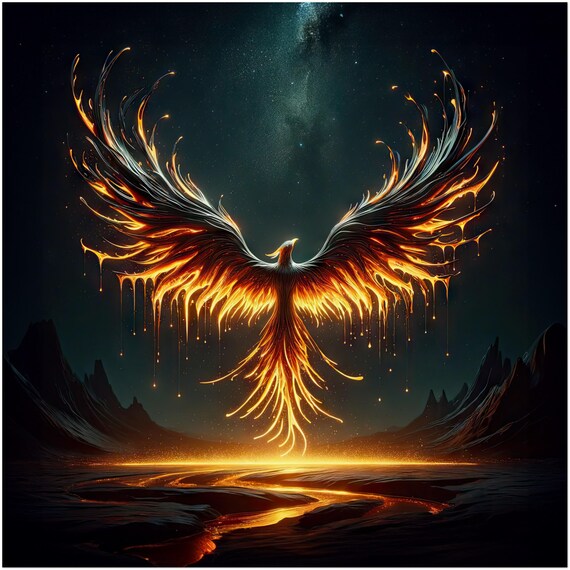 Wandtattoo 'Phönix Mit Offenen Flügeln' (80x58 Cm) – Selbstklebend & Rückstandslos Entfernbar