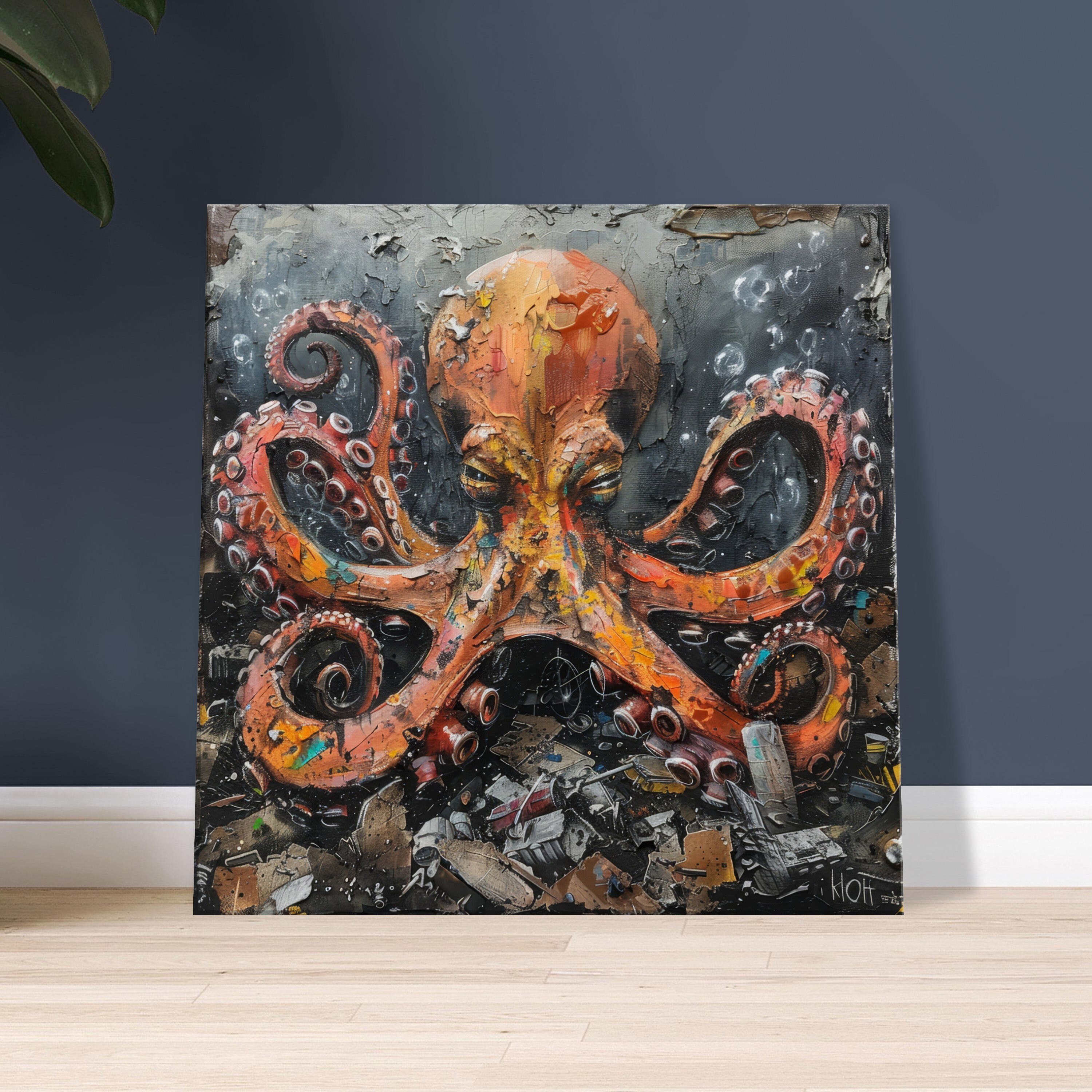 CANVAS Print | Angry Octopus Confronts Pollution | Urban Ocean