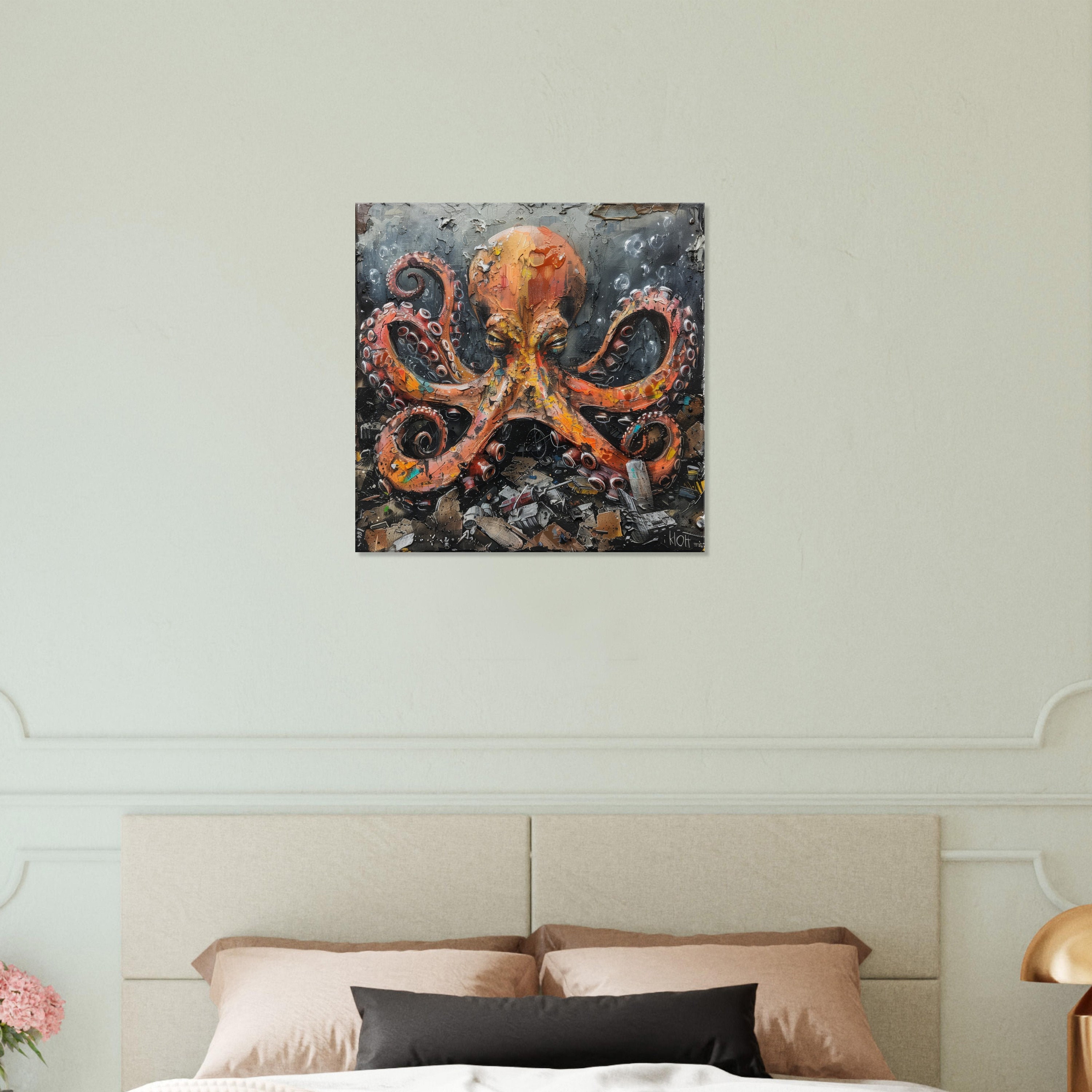 CANVAS Print | Angry Octopus Confronts Pollution | Urban Ocean