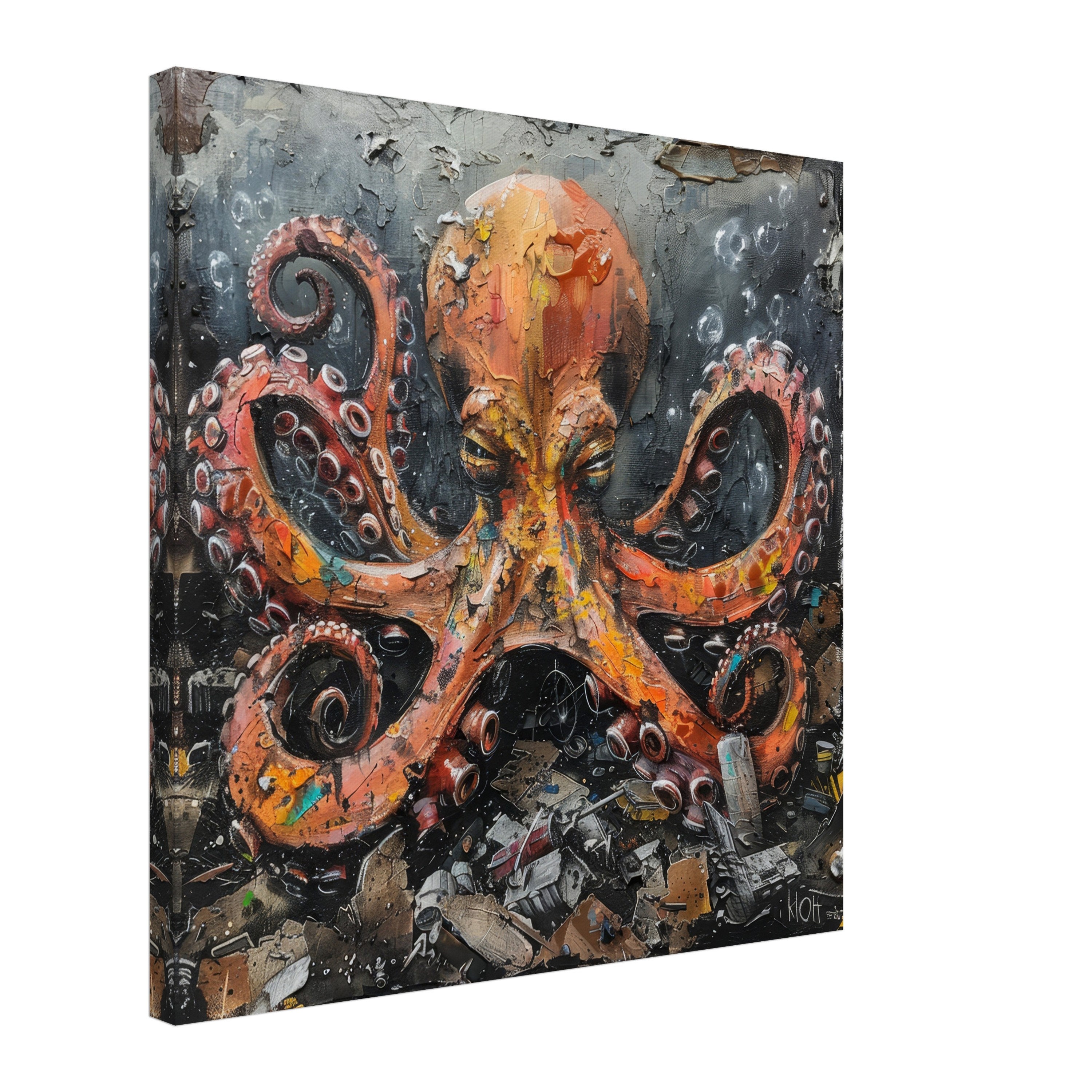 CANVAS Print | Angry Octopus Confronts Pollution | Urban Ocean