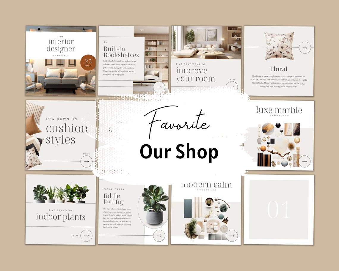 Interior Design Carousel Post, Social Media Content Bundle, Home ...