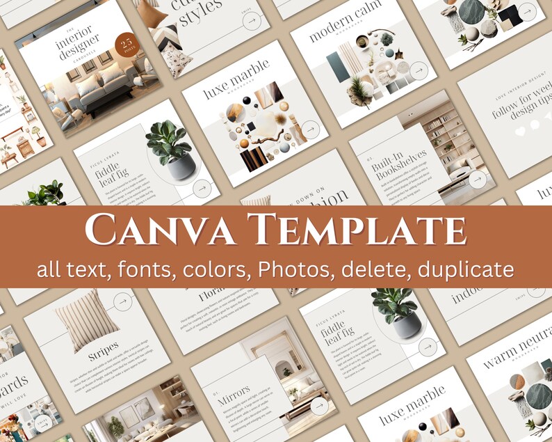 Interior Design Carousel Post, Social Media Content Bundle, Home ...