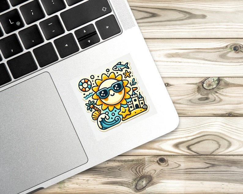 Sun Emoji Stickers, Kawaii Sticker, Cute Funny Sticker, Digital Summer ...