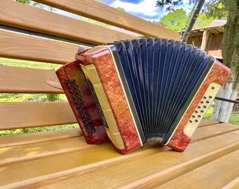 Accordion sponge Garmoshka ROMASHKA made in Ukraine Harmonica, pleasant bright sound. 23 buttons, 12 basses