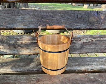 Wooden Bath Bucket Small Wooden Bucket 1 Liter (0.26 Gallon)