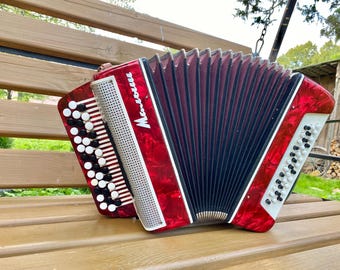 Small Working Childrens button accordion, 37 bass, Bayan for beginners, Malish, Russian Bayan, Accordion, Musical instrument,