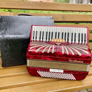 Royal Standard Concert Piano Accordion, made in Germany, Original Akkordeon, Case, Musical Instrument Accordian , 5+3 register, 120 bass