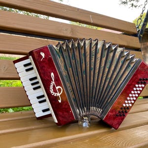 Acordeón de piano para niños en funcionamiento, 36 bajos, acordeón de piano, bayán ruso, acordeón, instrumento musical, acordeón Kremennoe fabricado en Ucrania