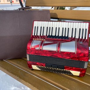 Russian Piano Accordion Voskhod 3 , made in Russia, 120 Bass Buttons, Straps, Original Musical Instrument, Tuned Soviet Accordion