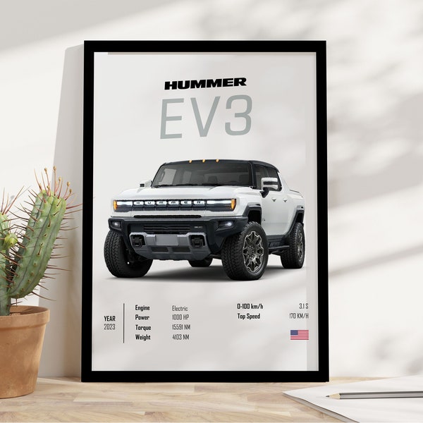 2023 Hummer EV3 White / Car poster / Office decor / PrintsDigital