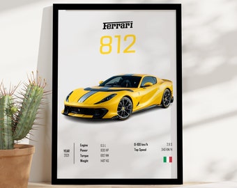 2021 Ferrari 812 Competizione Car Poster Prints / Téléchargement numérique