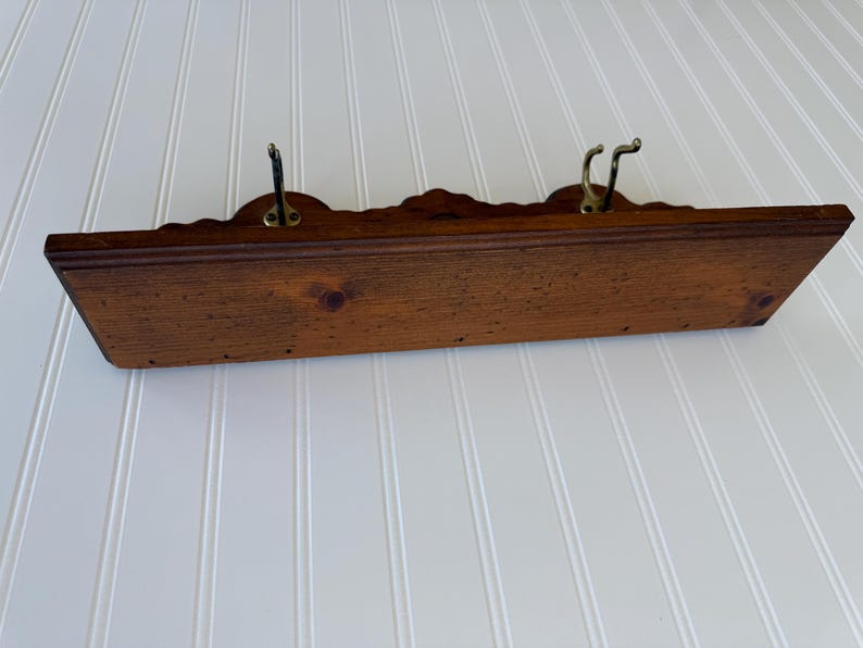 Vintage 70s Wood Shelf With Mirror & Hooks for Plants Trinkets Knick ...