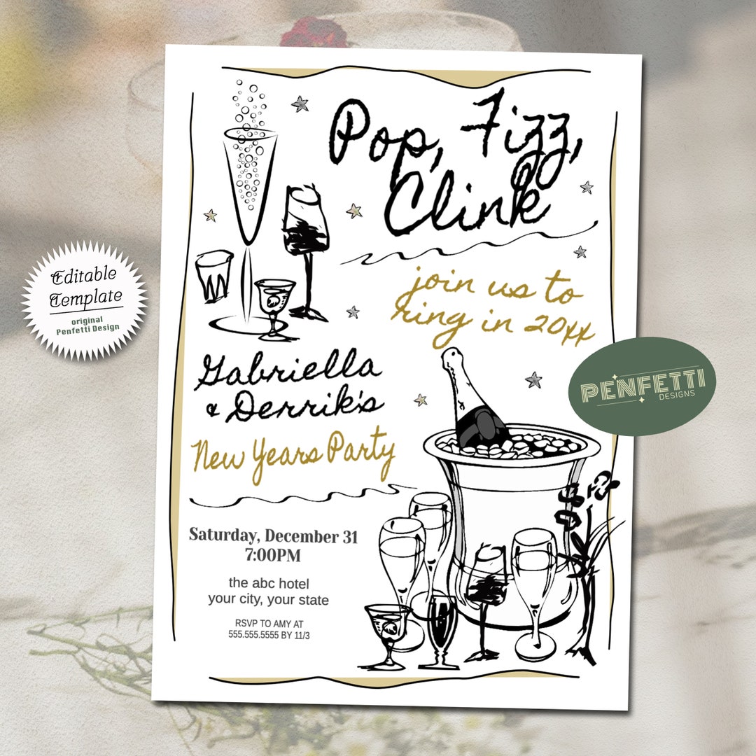 Editable New Years Party Invitation Template Printable - Etsy