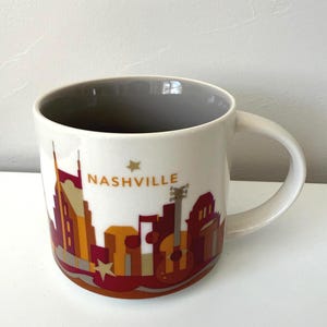 Starbucks Nashville Discontinued &quot;You Are Here&quot; Collectible Coffee Mug 14 oz, Starbucks Souvenir Mug, Nashville Ceramic Mug Limited Edition