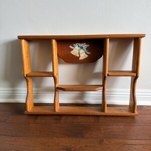 Cottagecore Wood Shadow Box, Wall Curio Knick Knack Display Shelf, Solid Wooden Holiday Vintage Country Decor, Painted Christmas Bells Shelf
