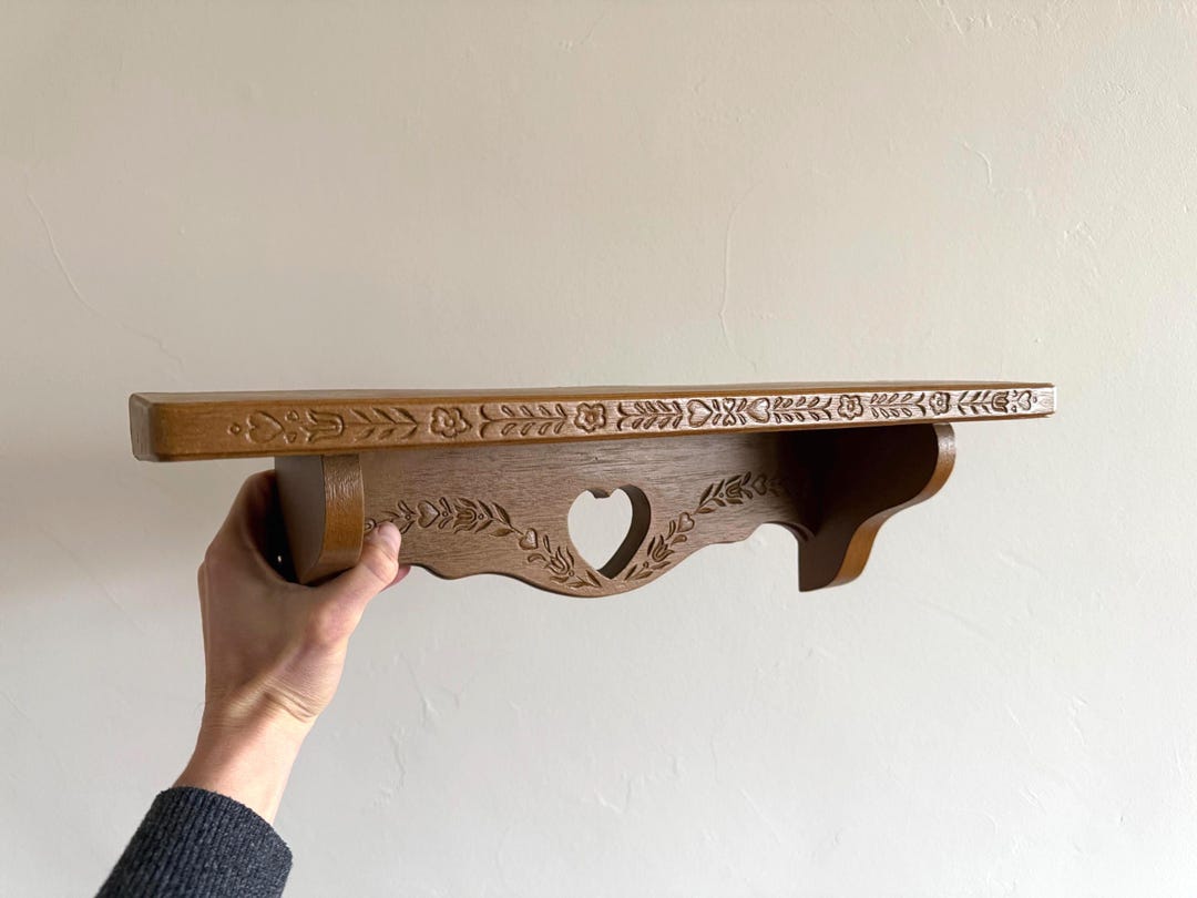 RARE Vintage 1980's Burwood Faux Carved Wood Heart Wall Shelf ...