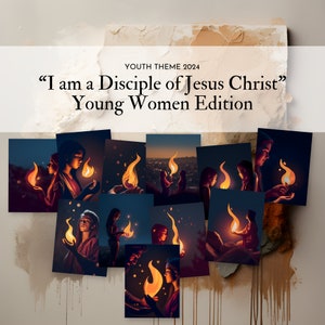 Youth 2024 "I Am A Disciple of Jesus Christ" Theme Inspired Digital Art Young Women Edition Personal Use License Pack of 12