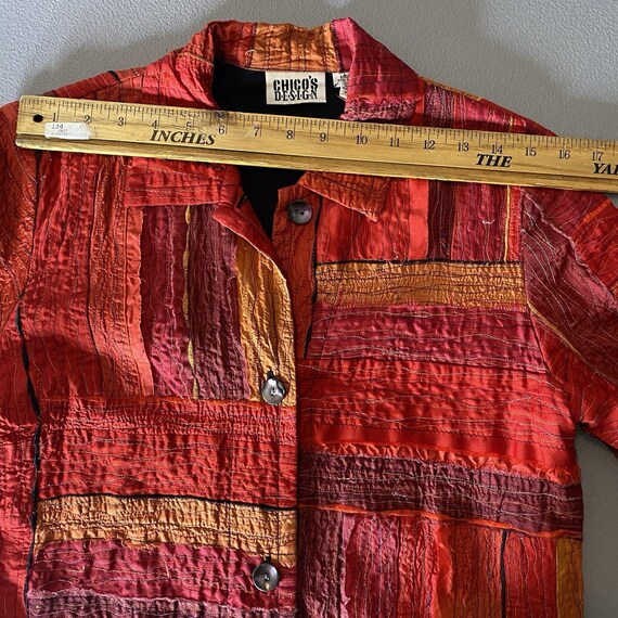 Vintage CHICOS Silk Shacket Patchwork Metallic Bu… - image 6