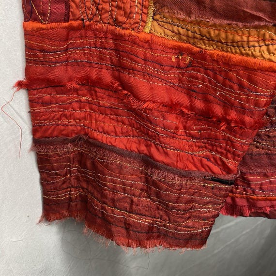 Vintage CHICOS Silk Shacket Patchwork Metallic Bu… - image 5