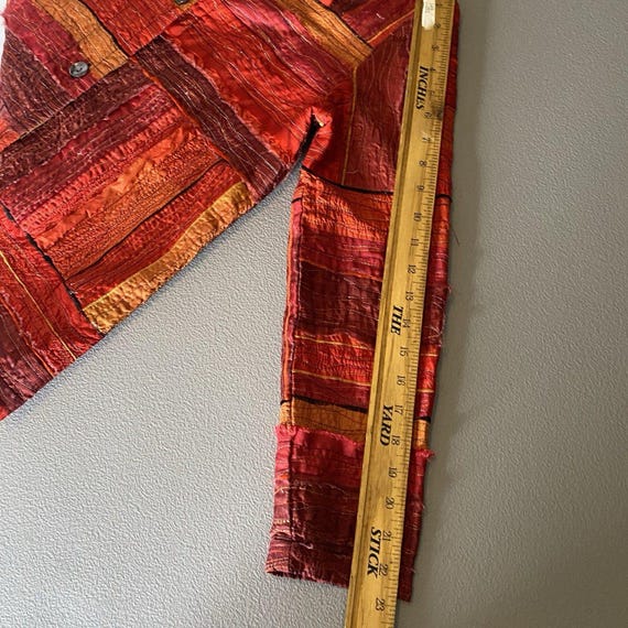 Vintage CHICOS Silk Shacket Patchwork Metallic Bu… - image 9