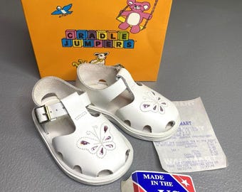 Cradle Jumpers Lea Butterfly Leather Sandals Vintage Baby Girl 3 Receipt NIB USA