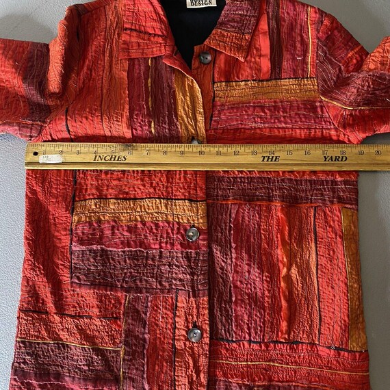 Vintage CHICOS Silk Shacket Patchwork Metallic Bu… - image 7