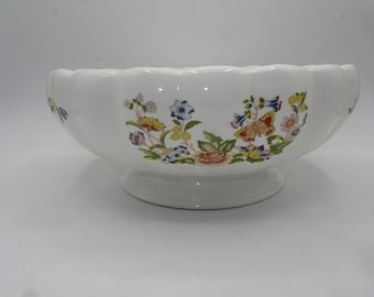 Aynsley, Cottage Garden,  Fluted and footed  fruit bowl. 24cm wide x 10cm high
