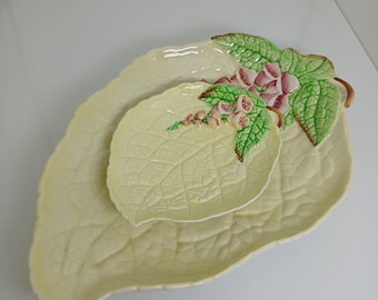 Carlton ware, Leaf Plates, hand painted Australian design 24cm + 13cm