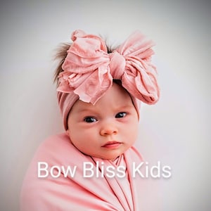 Big Bow Baby Infant Headband, Large Bow Girls Head Wrap, Infant Bow, Baby Girl Hair Bows, Toddler Bows, Nylon Cable Knit Bow Headband EVA