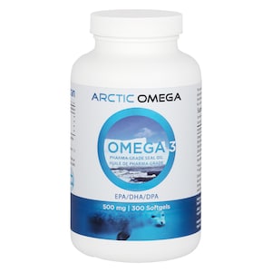 ArcticBounty Omega-3: Pure Seal Oil Supplement (500mg x 300 x 1 Bottle)