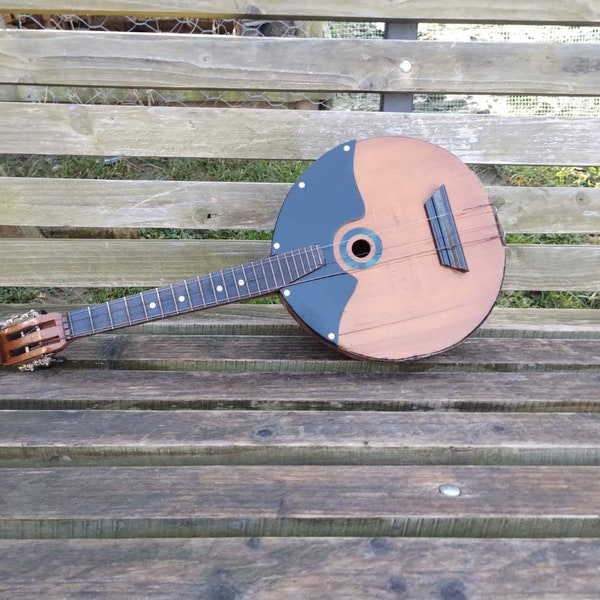 Vintage Ukrainian Domra Prima. Vintage Balalaika. National Folklore Stringed instrument. Mandolina 3 strings. Ukrainian Instrument