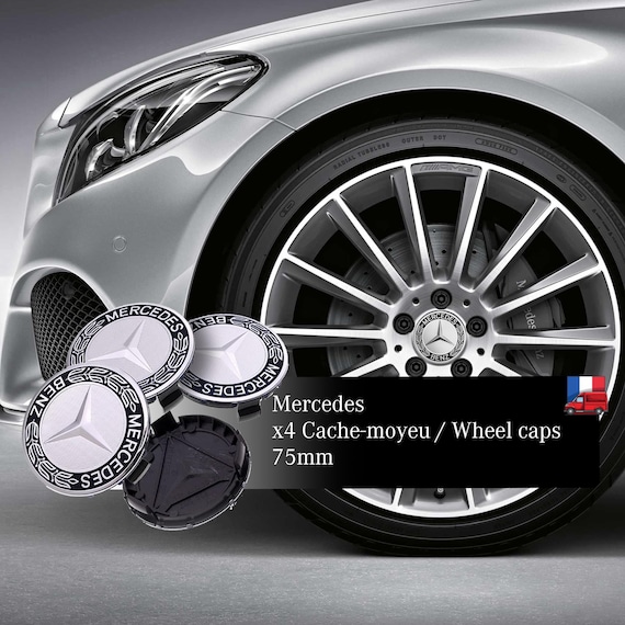 For Mercedes A 171 400 01 25 5337 4 x Classic Black Wreath Wheel Center Hub Caps For Mercedes A 171 400 01 25 5337 4 x Classic Black Wreath Wheel Center Hub Caps