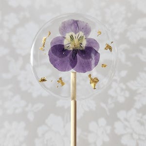 Edible Flower Lollipops with 24K Gold Leaf, Hand-Made Confectionery Treat