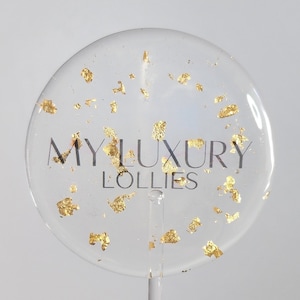 6 Your logo Lollipops 24k Gold. Brand edible souvenirs lollipop.
