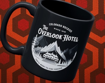 Heres Johnny, Overlook Hotel, Stephen King, Stanley Kubrick, Jack Nicholson, The Shining Mug, Black Horror Mug