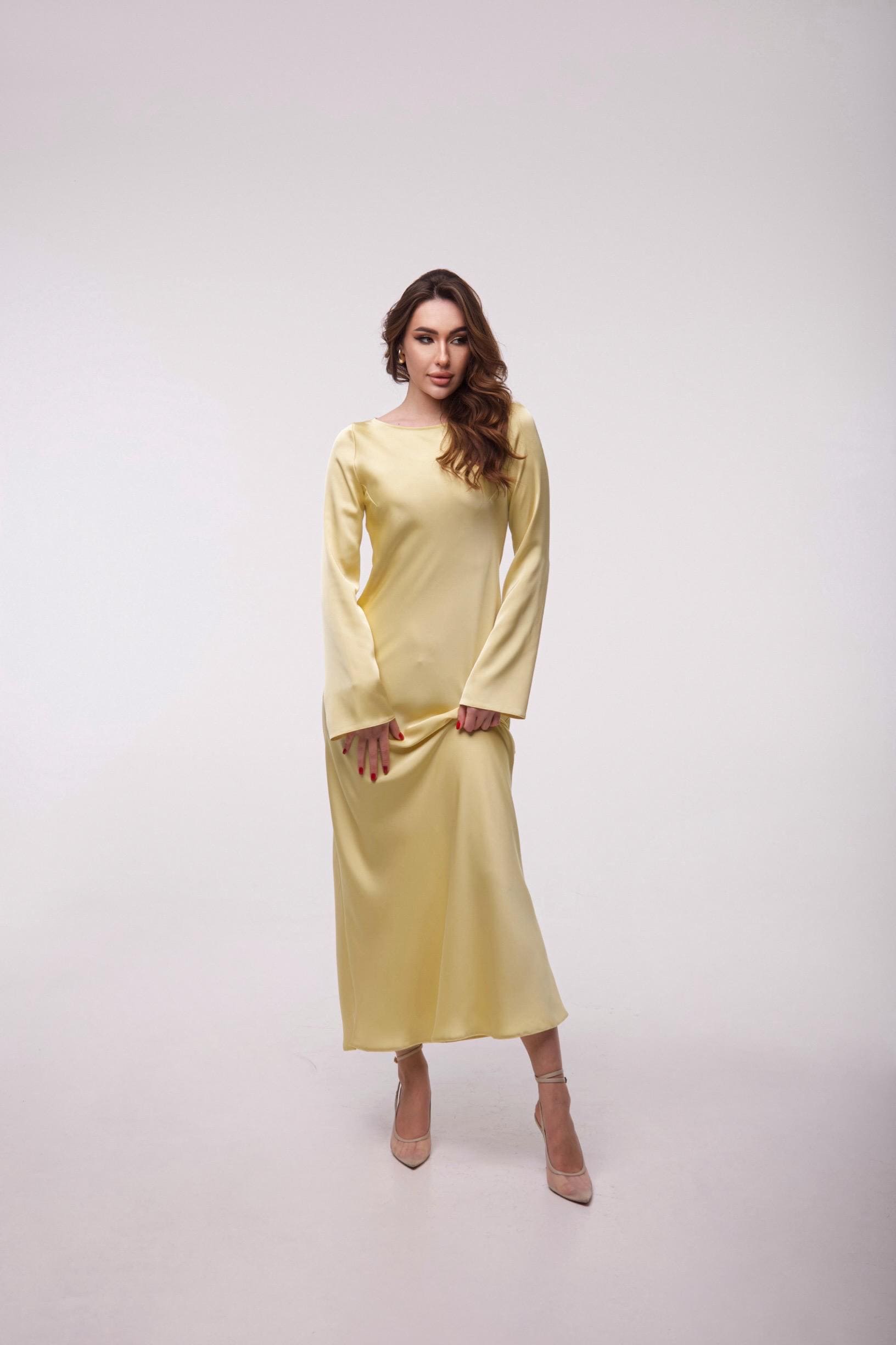 Elegant Gold Silk Satin Maxi Dress
