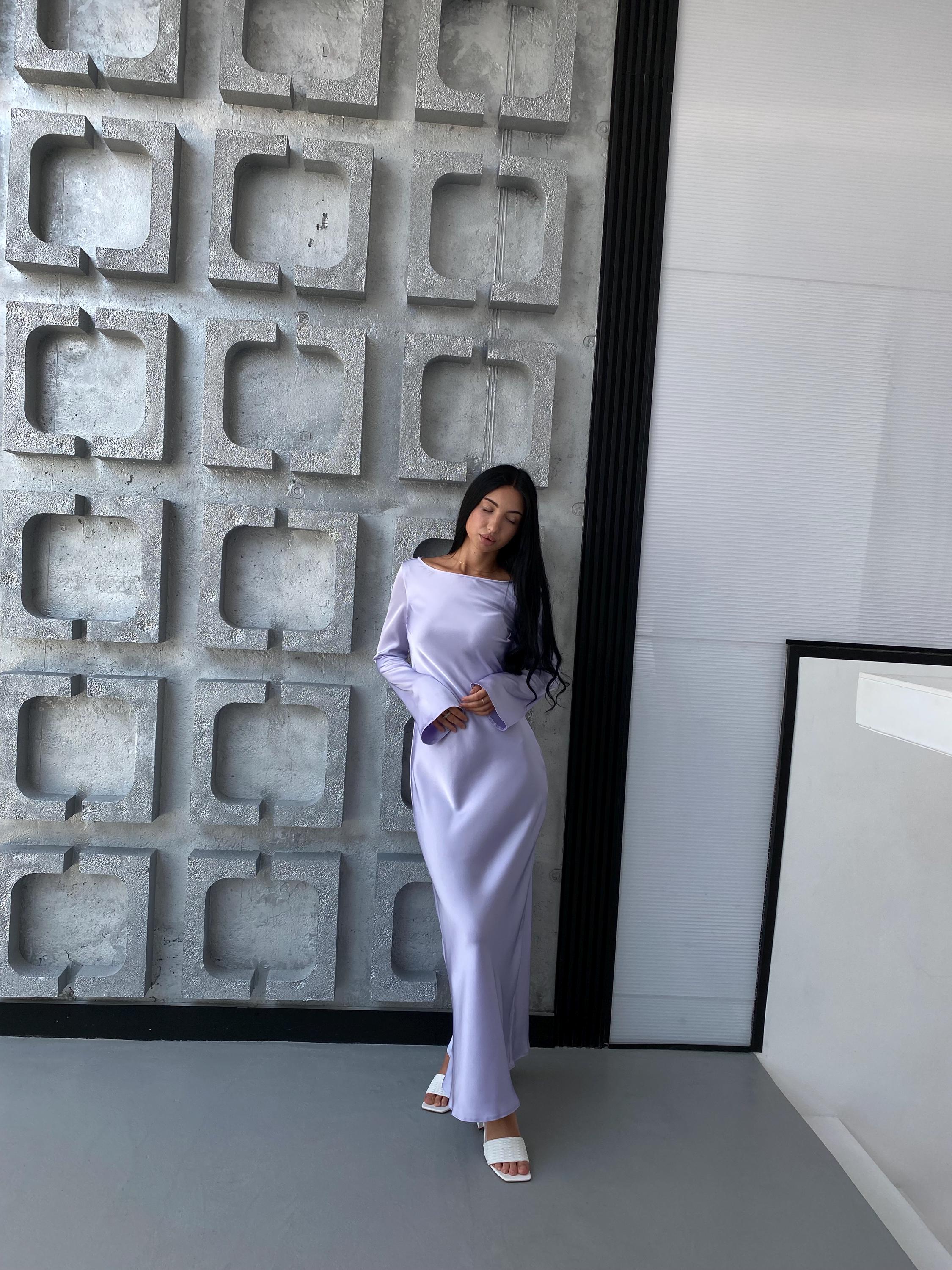 Lavender Long Sleeve Satin Maxi Dress - Etsy