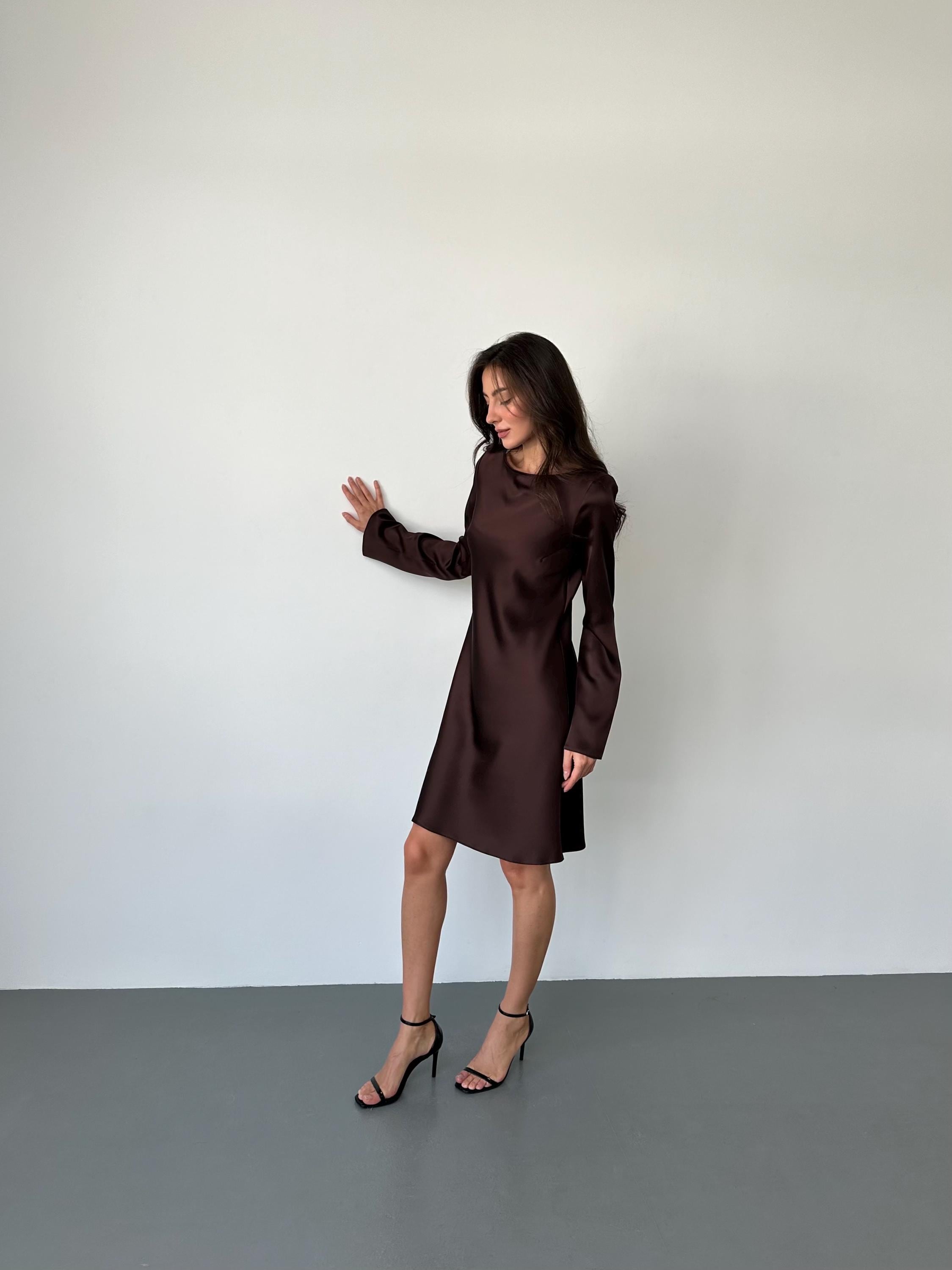 chocolate brown aline dress Dark Chocolate Satin A-Line Dress