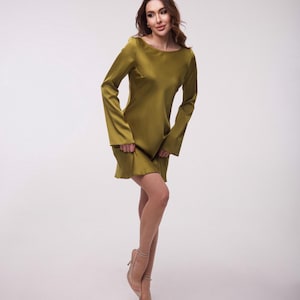 olive green aline dress Ottilie Olive Green Pleated Midi Dress