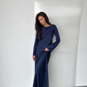 Navy Blue and Gold Maxi Dress - Etsy